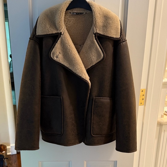 Women's Shearling Jacket - Zara Collection Double Faced Jacket - Picture 1 of 6